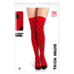 Červené ponožky s bodkami a lienkou